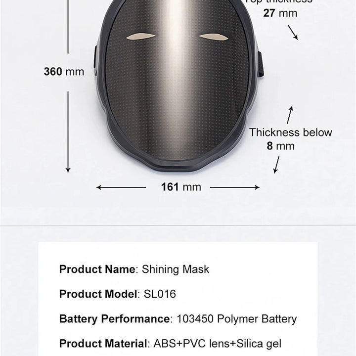 Bluetooth Programmable LED Shining Mask - Full Color Animation & DIY Display Mask